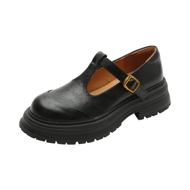 Emilia | Mary Jane Shoes with Golden Buckle