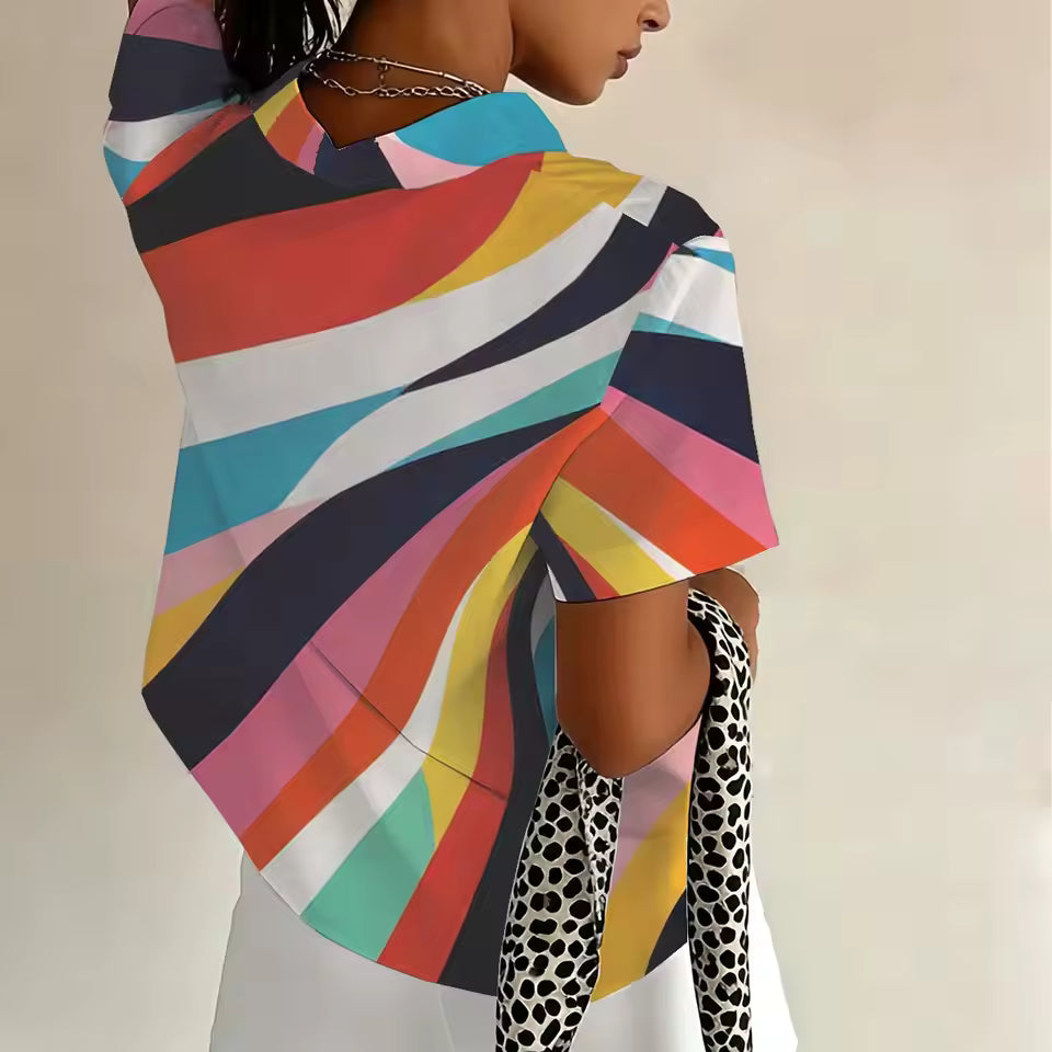 Colorful Contrast Stripes Blouse