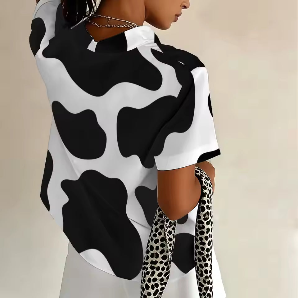 Cow Print Summer Blouse