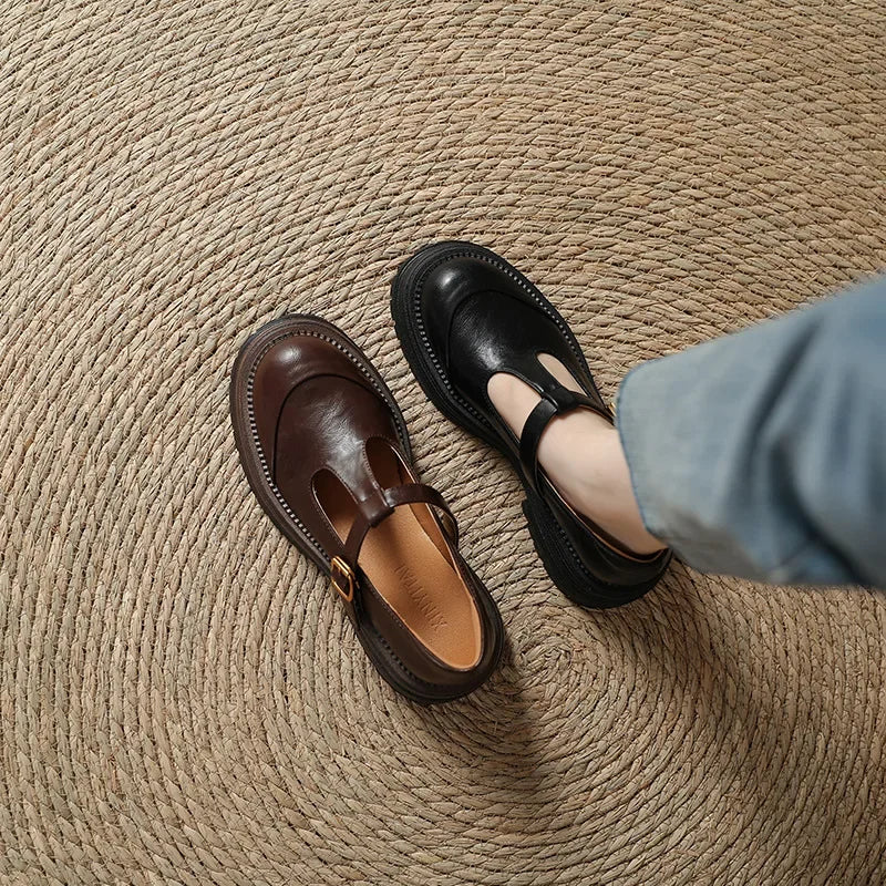 Emilia | Mary Jane Shoes with Golden Buckle