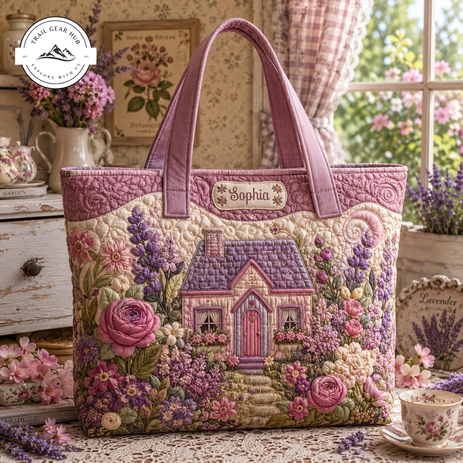 Cottage House Personalized Quilted Tote Bag TP04