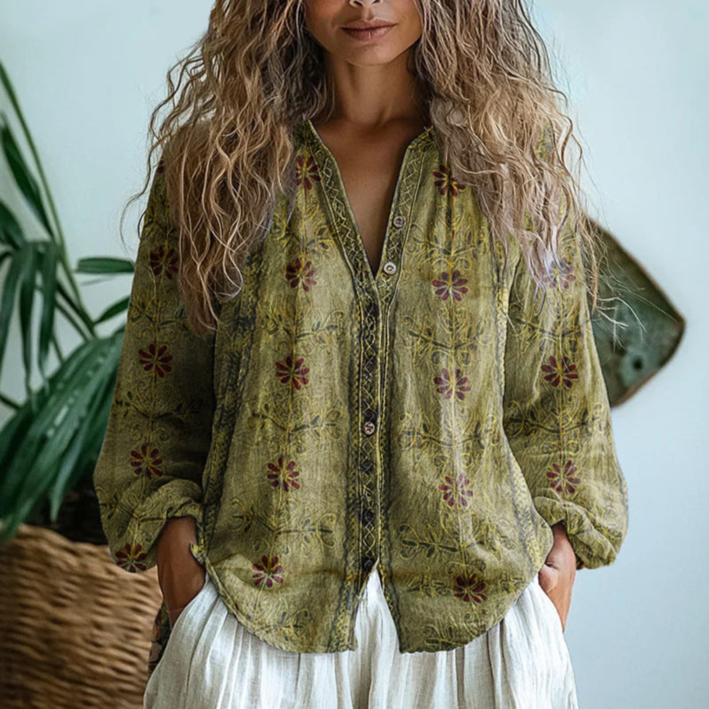 Roselle™ | Women's Long Sleeve Button-Down Blouse