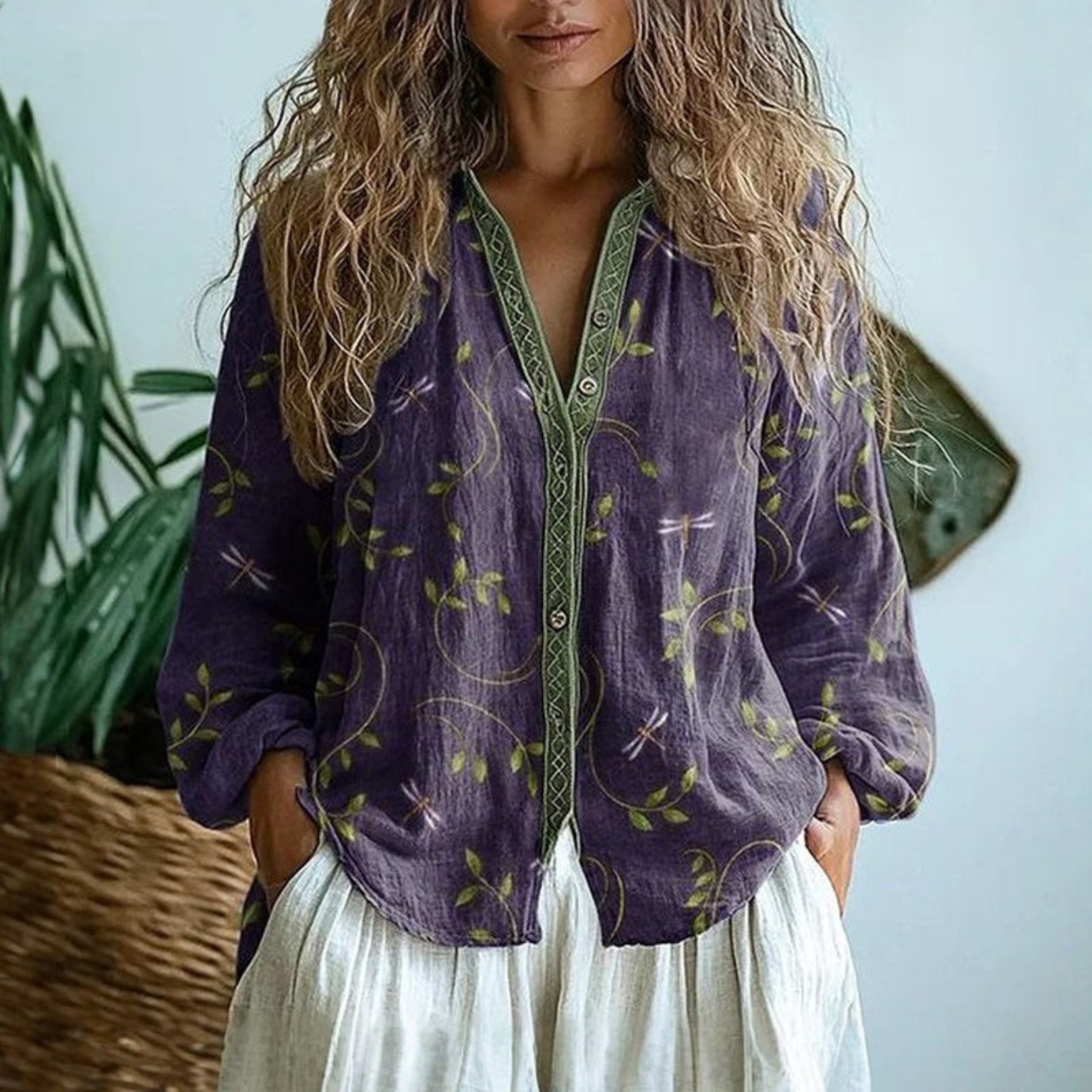 Roselle™ | Women's Long Sleeve Button-Down Blouse