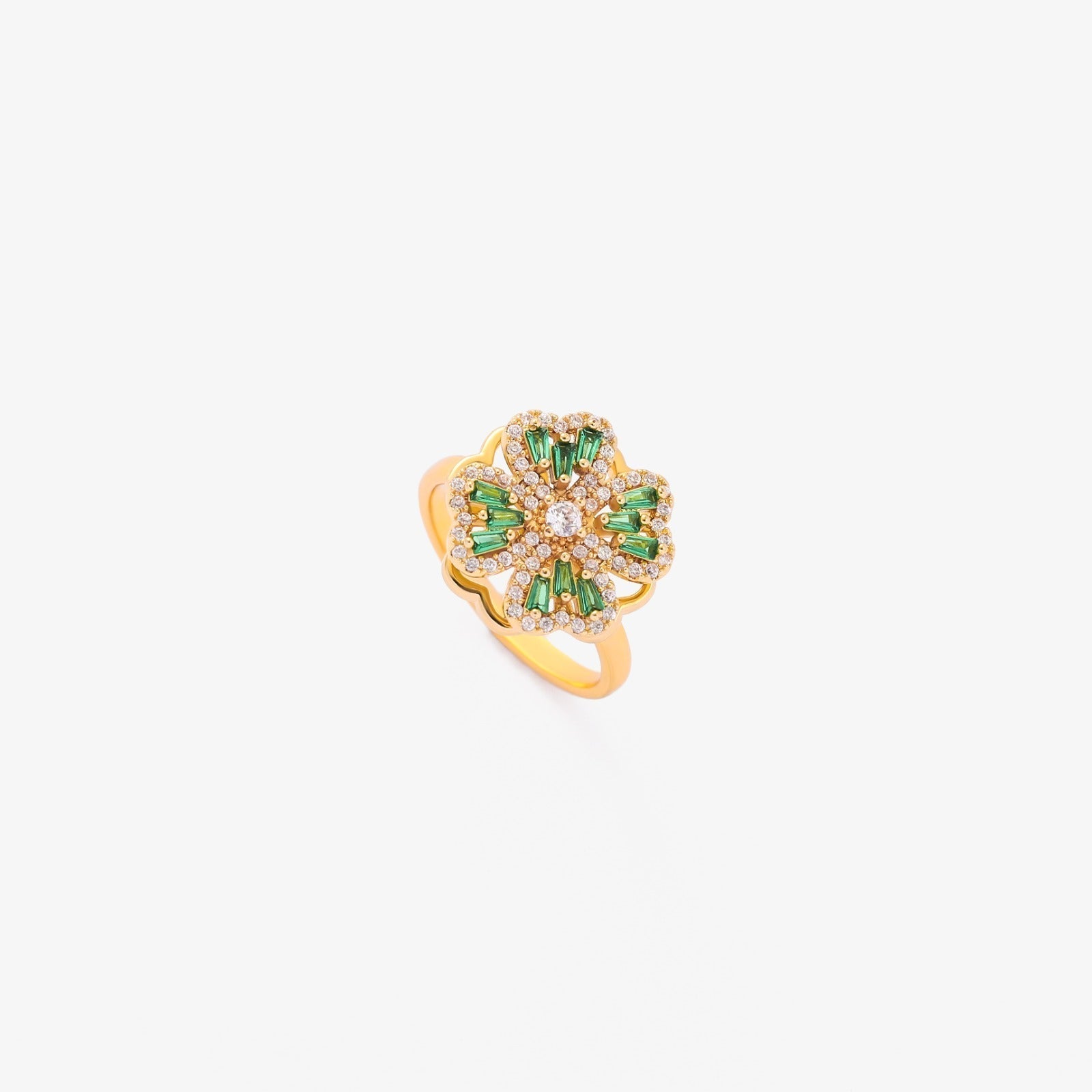 Emerald Clover Spinning Ring