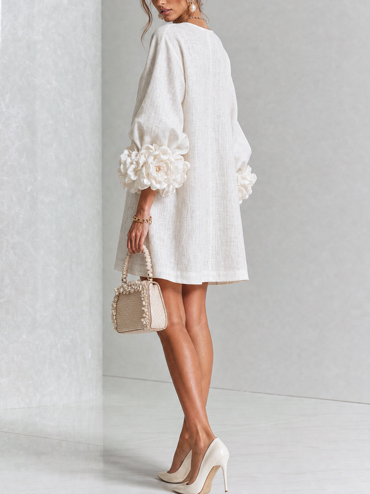 Adalyn™ | Elegant Floral Cuff Mini Dress