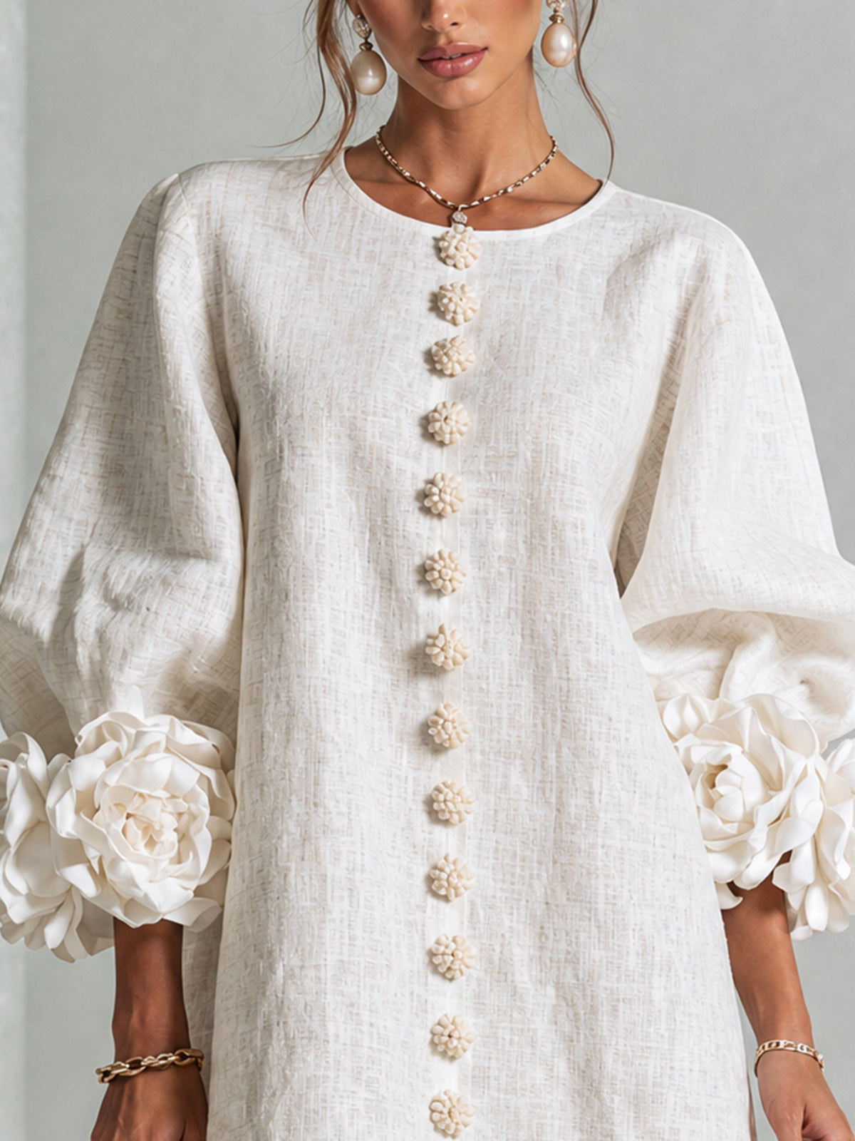 Adalyn™ | Elegant Floral Cuff Mini Dress