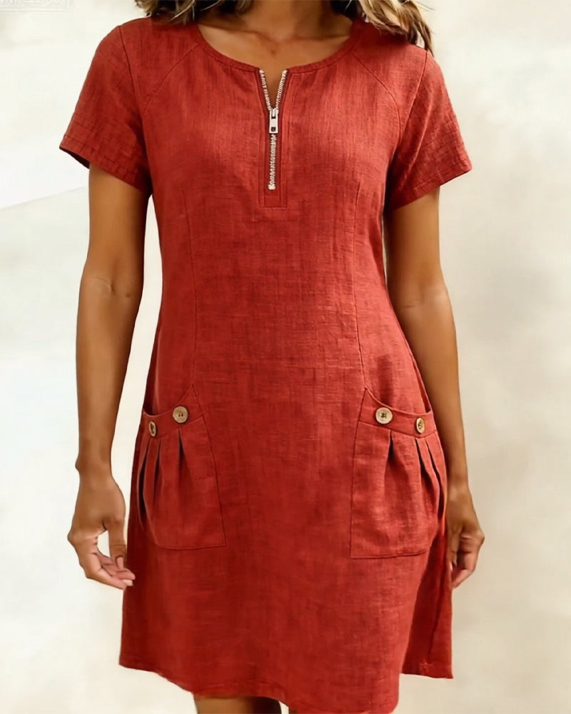 Barbara™ | Linen Zip Dress