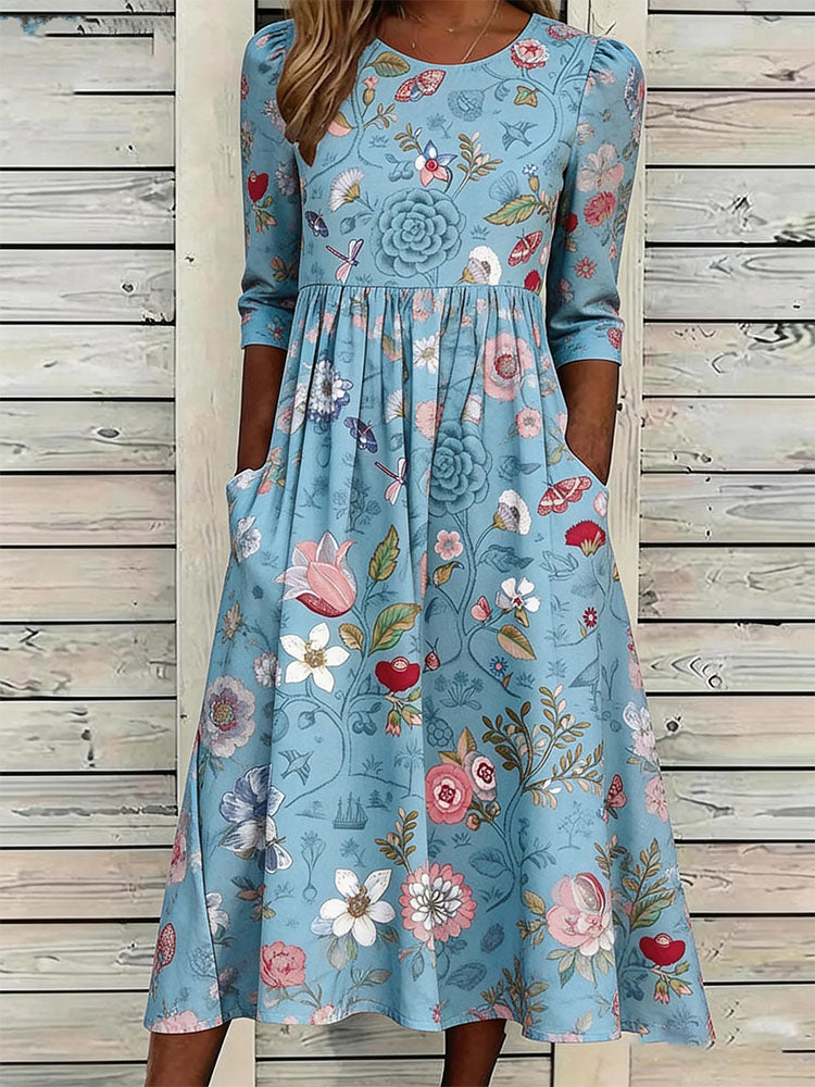 Jocasta™ | Elegant Floral Print Everyday Dress