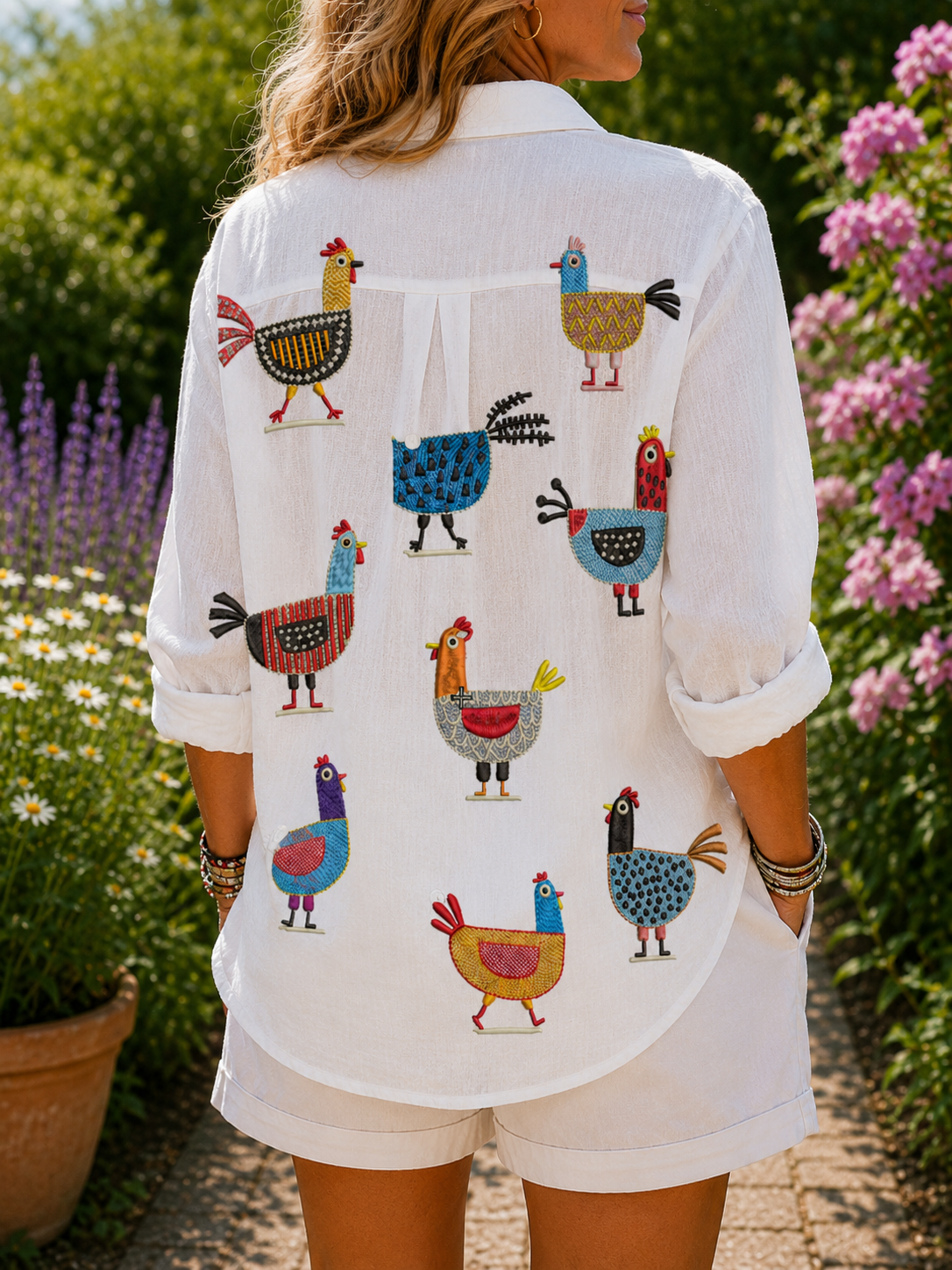 Ingrid | Playful Chicken Blouse