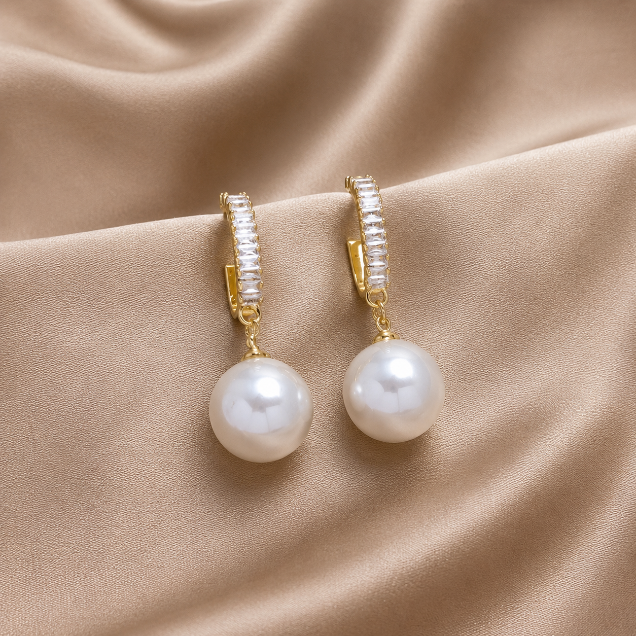 Elegant Pearl and Zirconia Earrings