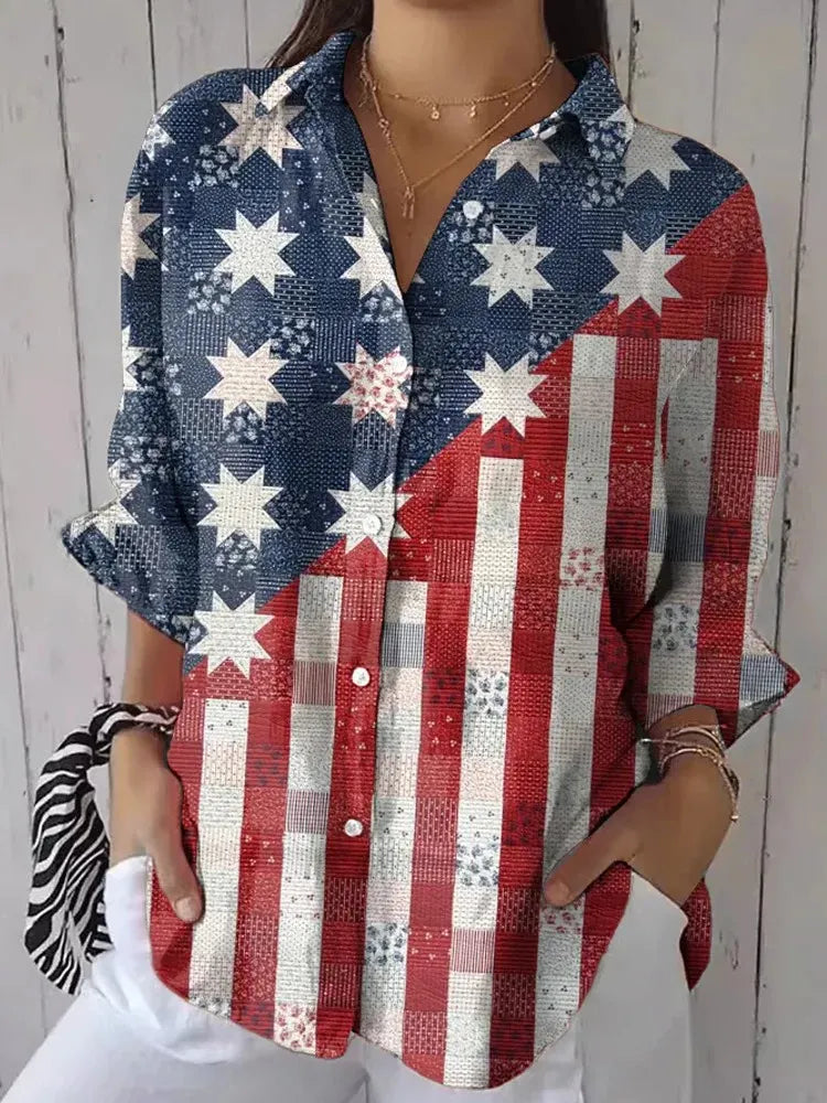 Women's Independence Day Print Casual Shirt