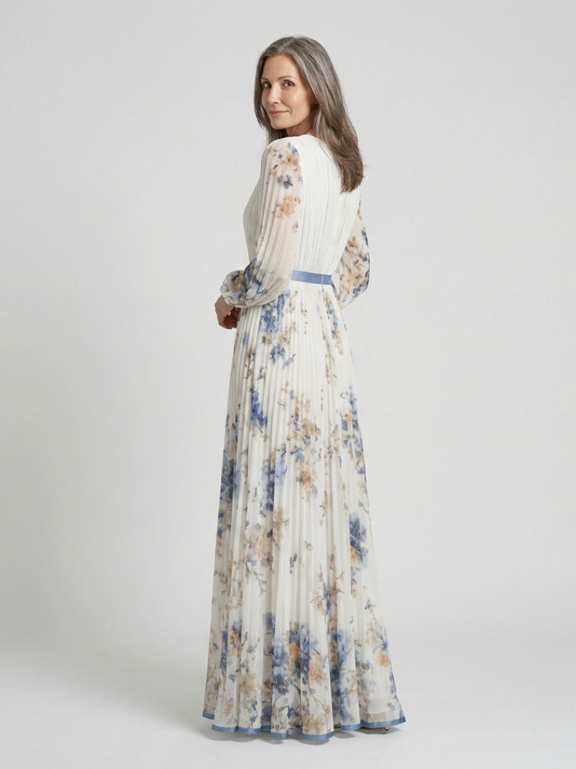 Deanna™ | Long Sleeve V Neck Floral Maxi Dress