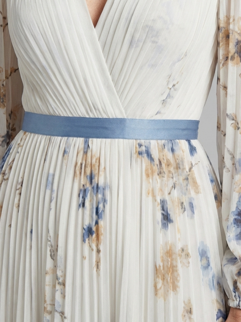 Deanna™ | Long Sleeve V Neck Floral Maxi Dress