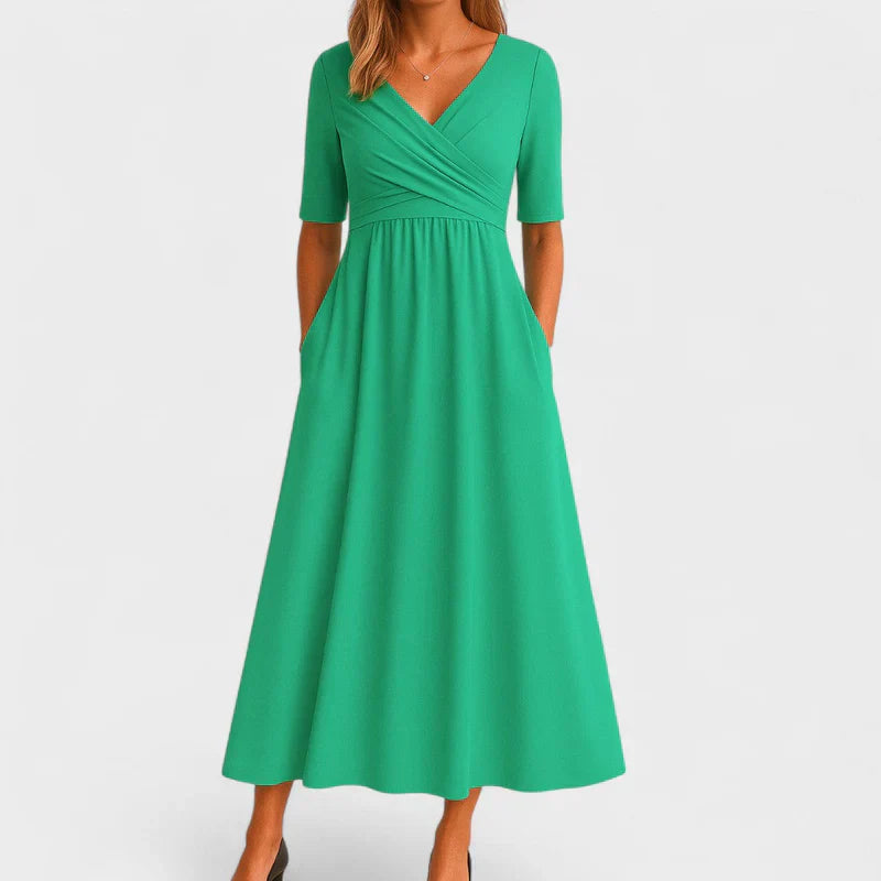 Francesca™ | Elegant V-neck flowing casual dress