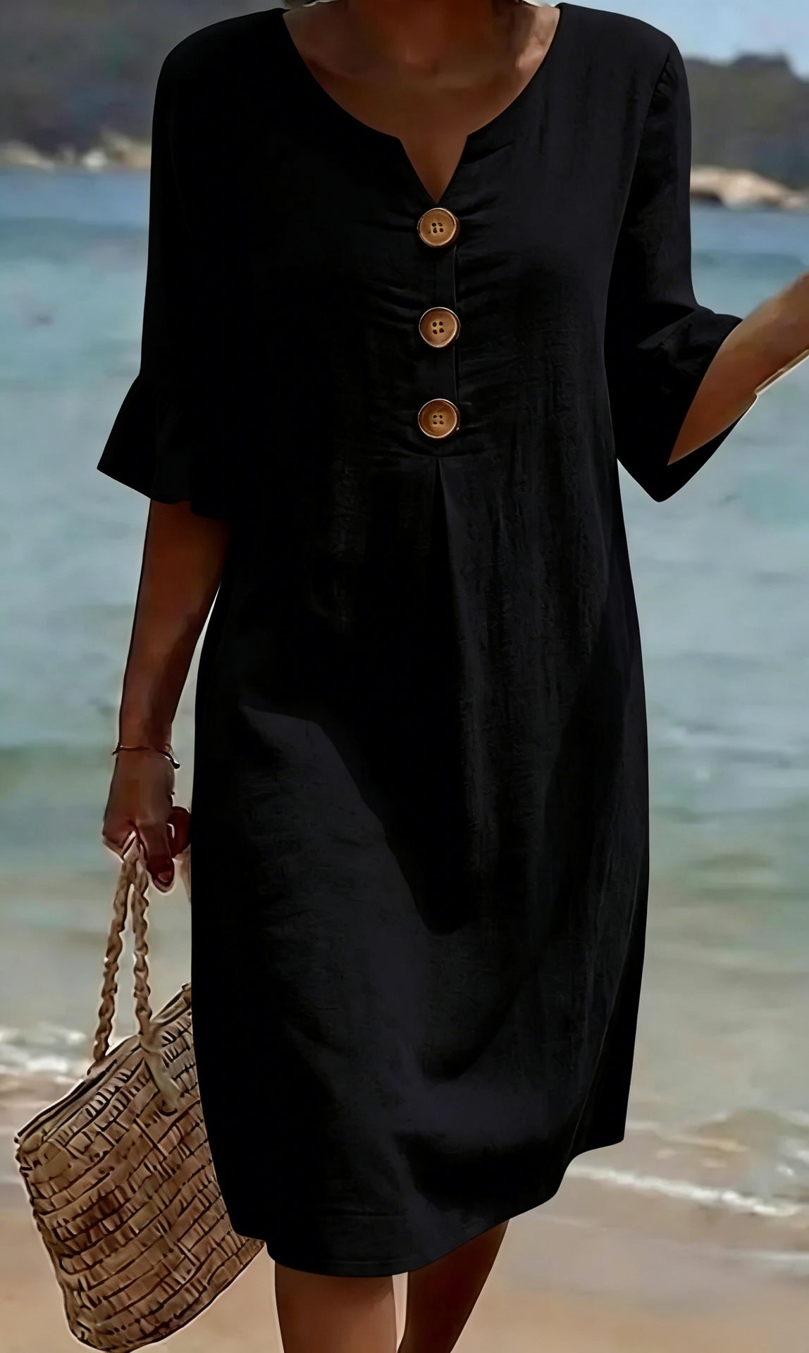 Women’s Casual V Neck Midi Dress