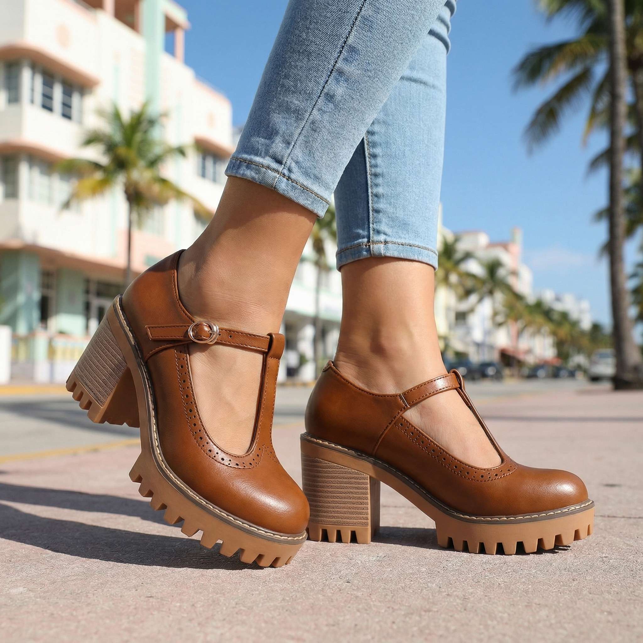 Jasmine | T-Strap Mary Jane Heels