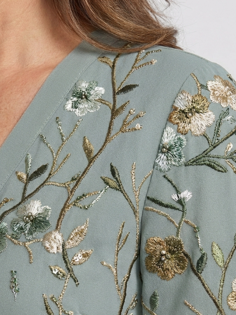 Lindsey™ | Floral V Neck Short Sleeve Maxi Dress