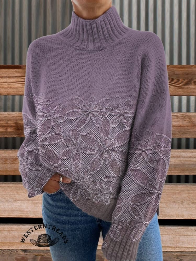 Vintage Style Floral Art Print Casual Sweatshirt