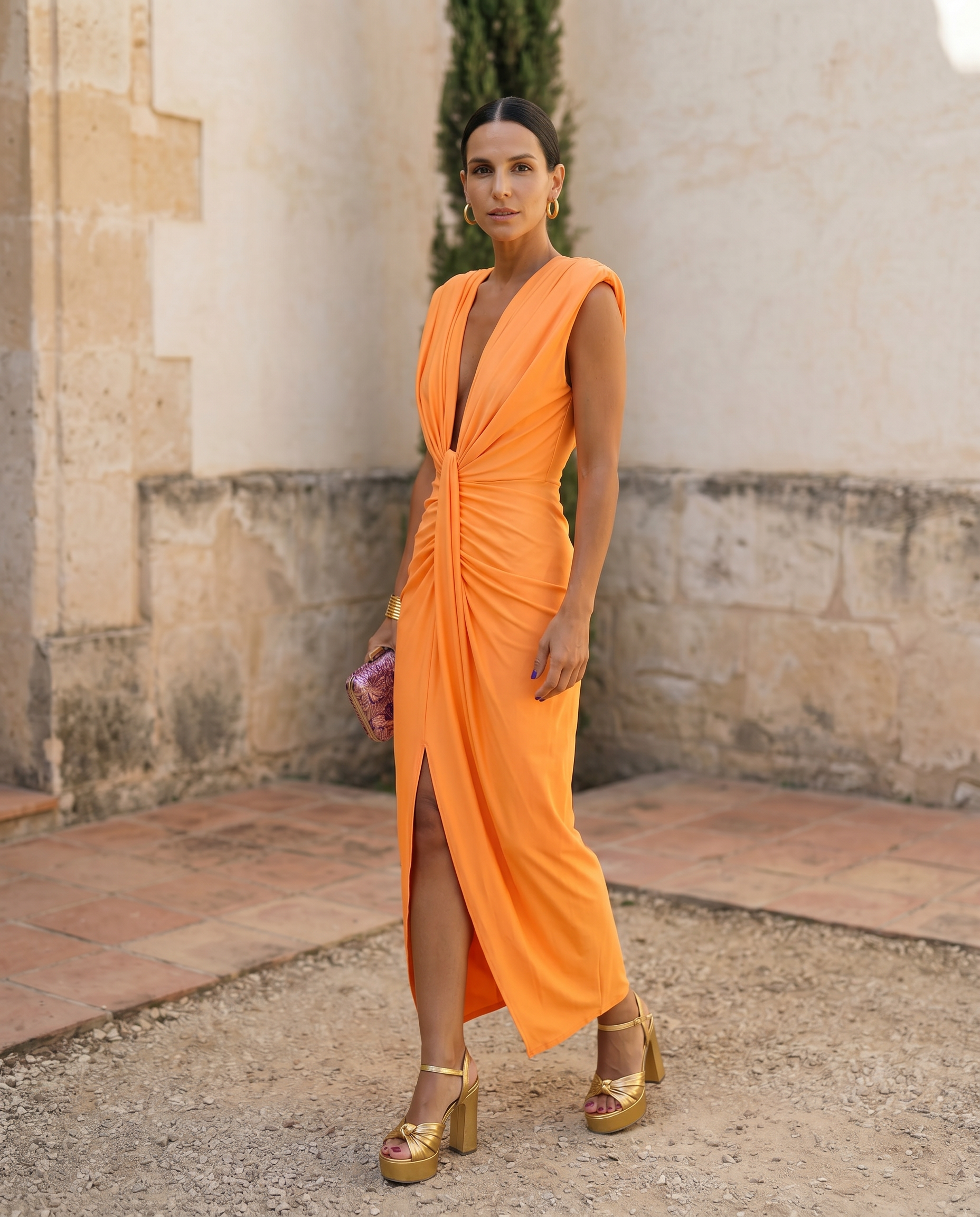 Selena | Fiery Draped Dress