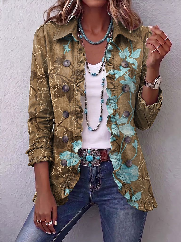 Health | Gradient Floral Ruffled Jacket