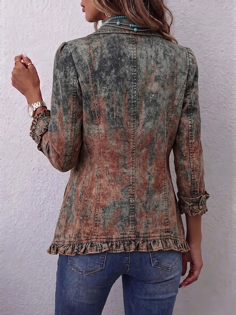 Benita | Textured Gradient Jacket with Ruffles