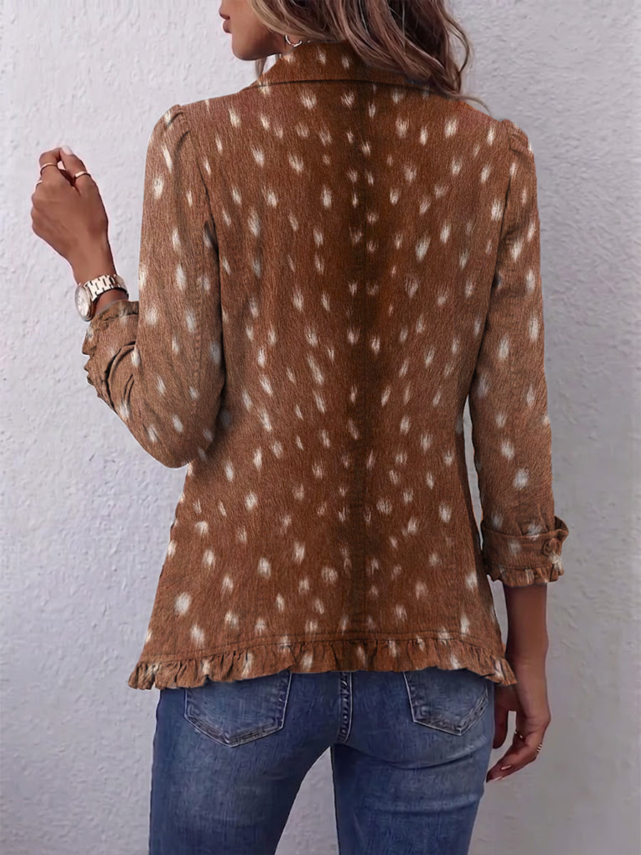 Presley | Animal Print Jacket with Ruffles