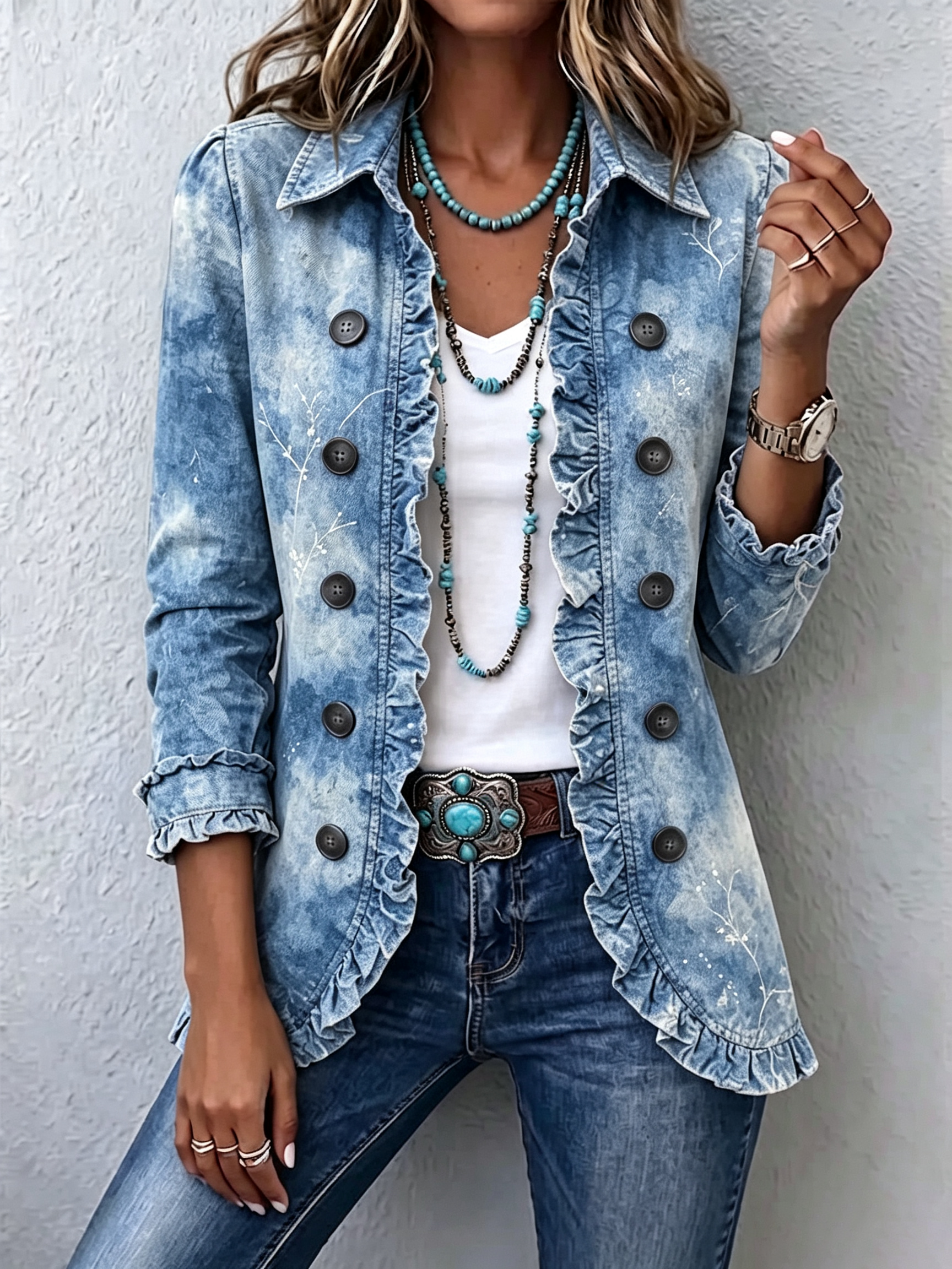 Rory | Botanical Gradient Jacket with Ruffles