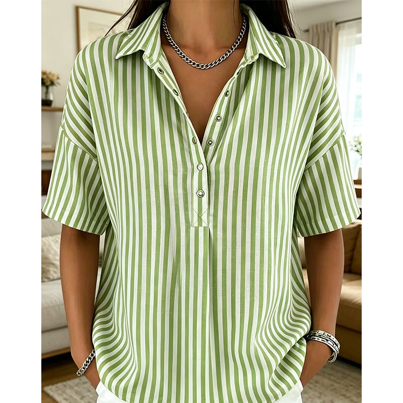 Noelia™ | Relaxed Striped Everyday Casual Blouse
