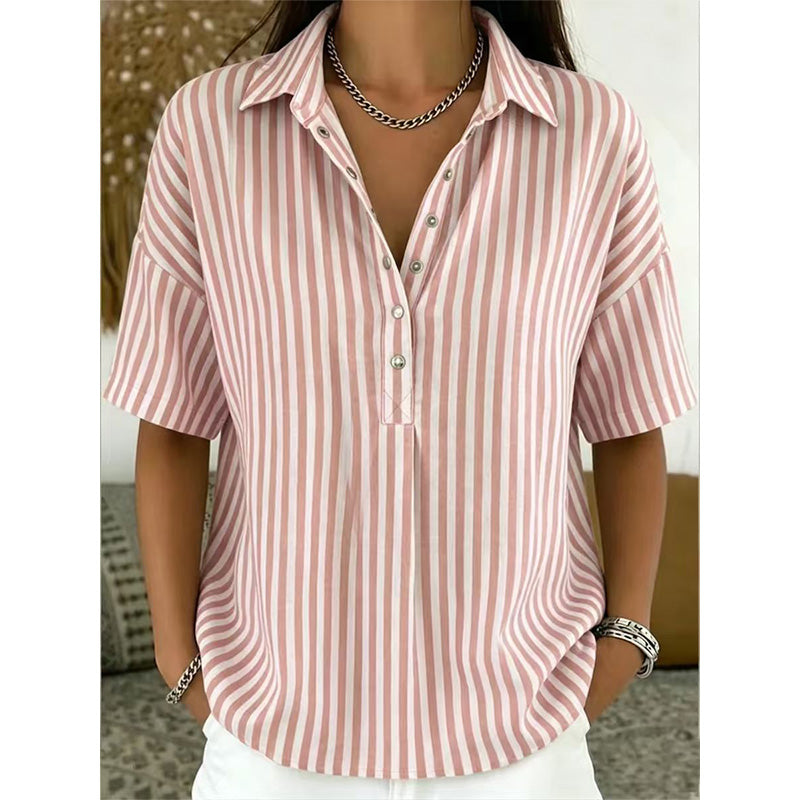 Noelia™ | Relaxed Striped Everyday Casual Blouse