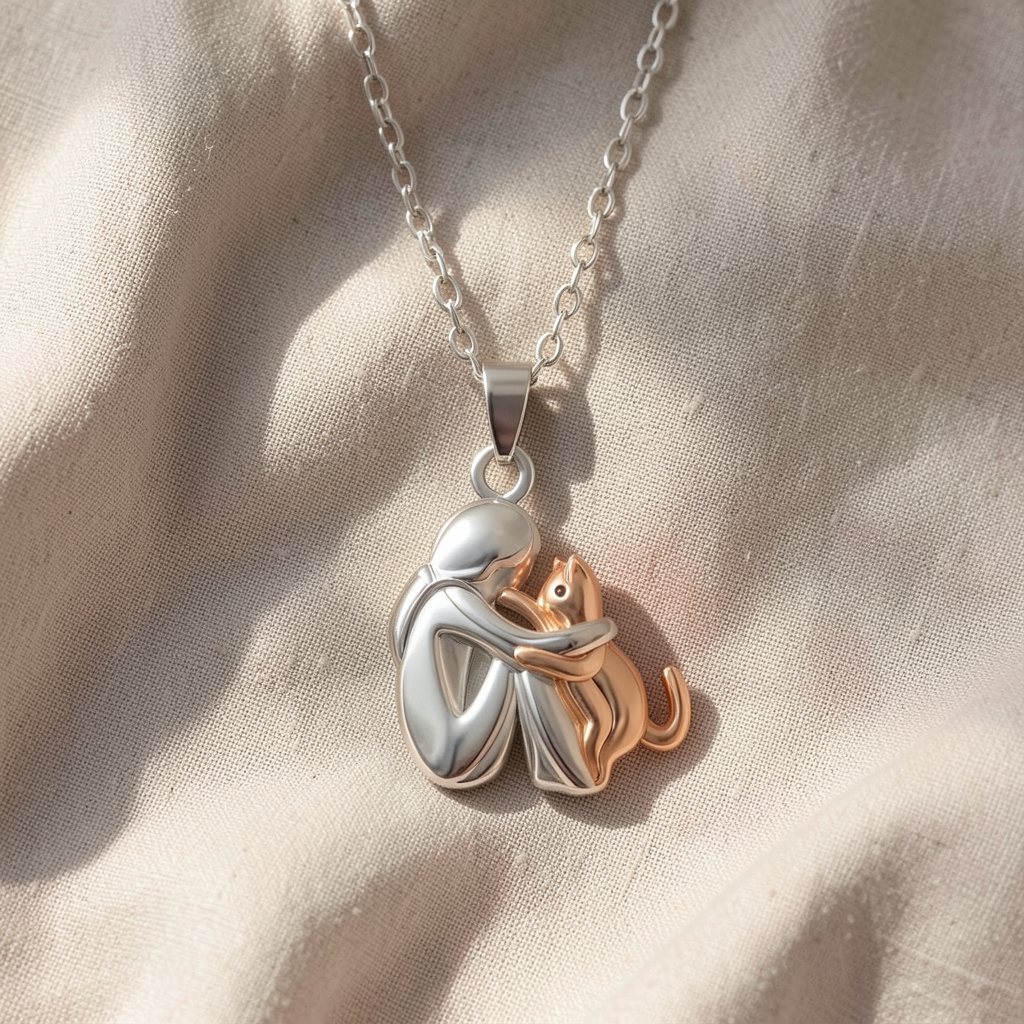 Cat Hug Pendant Necklace
