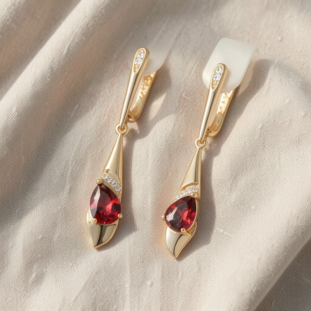 Exquisite Red Ruby Earrings