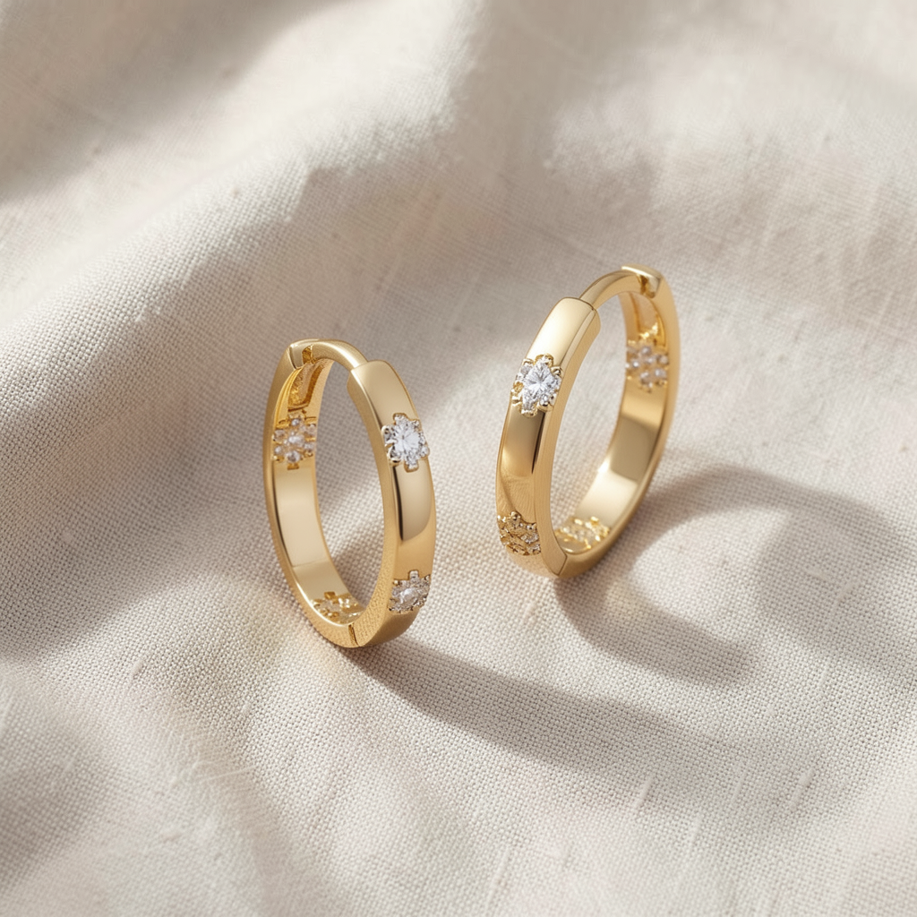 Gold Floral Hoop Earrings