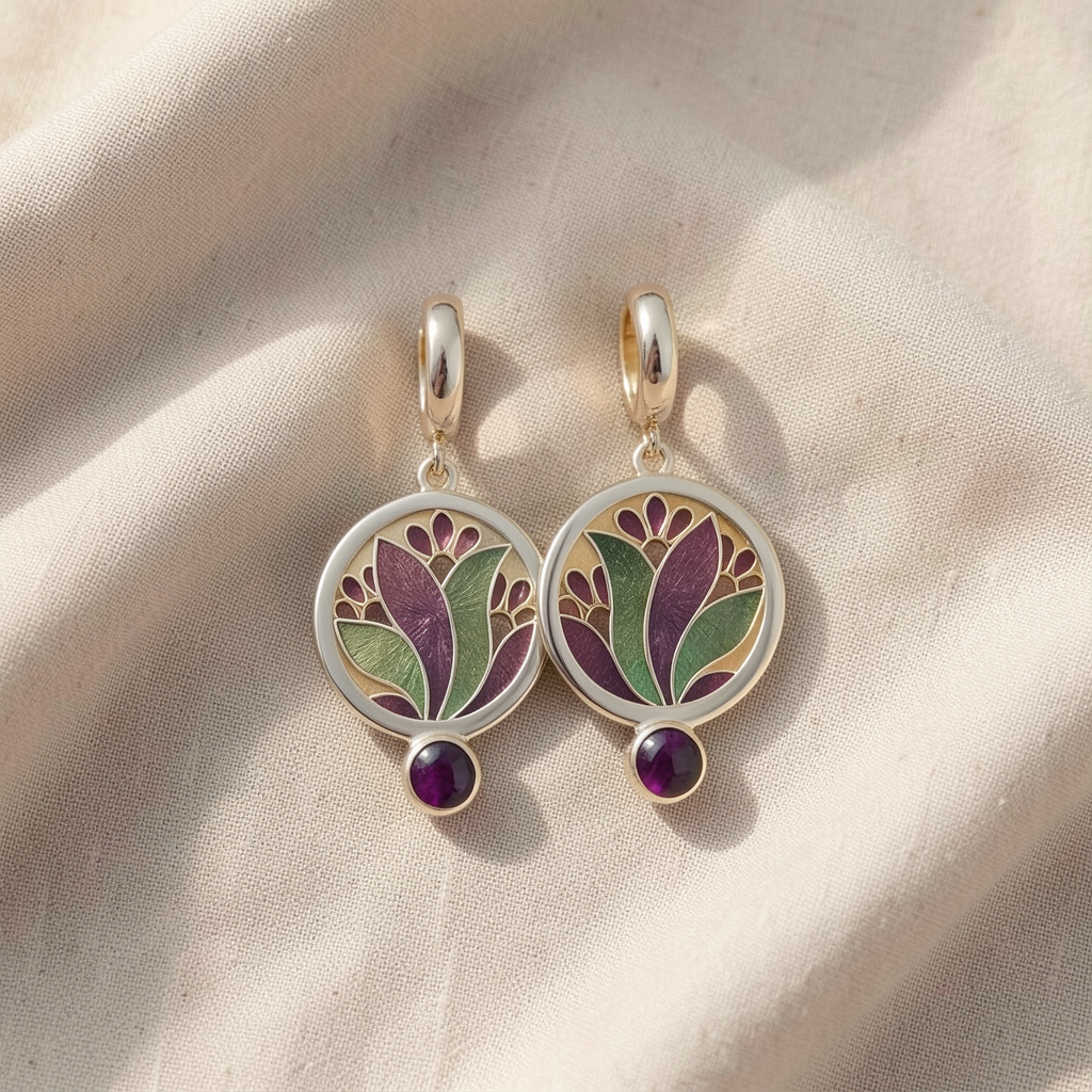 Purple Crystal Boho Earrings