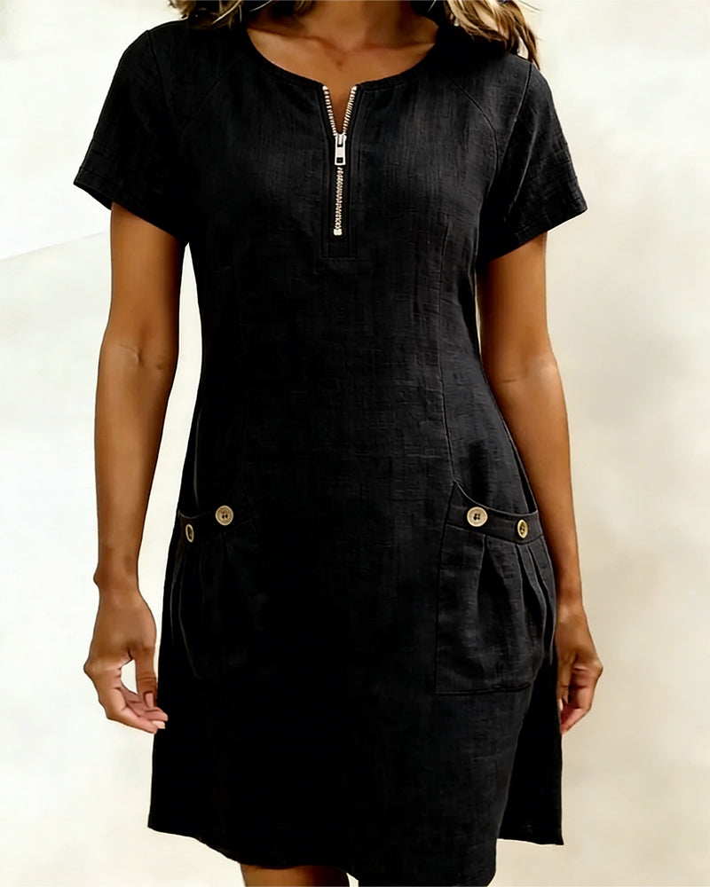 Barbara™ | Linen Zip Dress