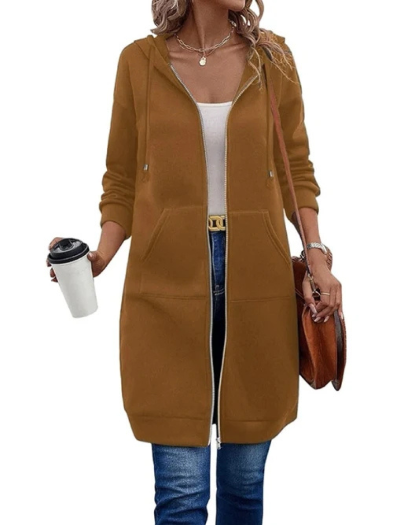 Evelina™ |  Relaxed Fit Long Zip Hoodie