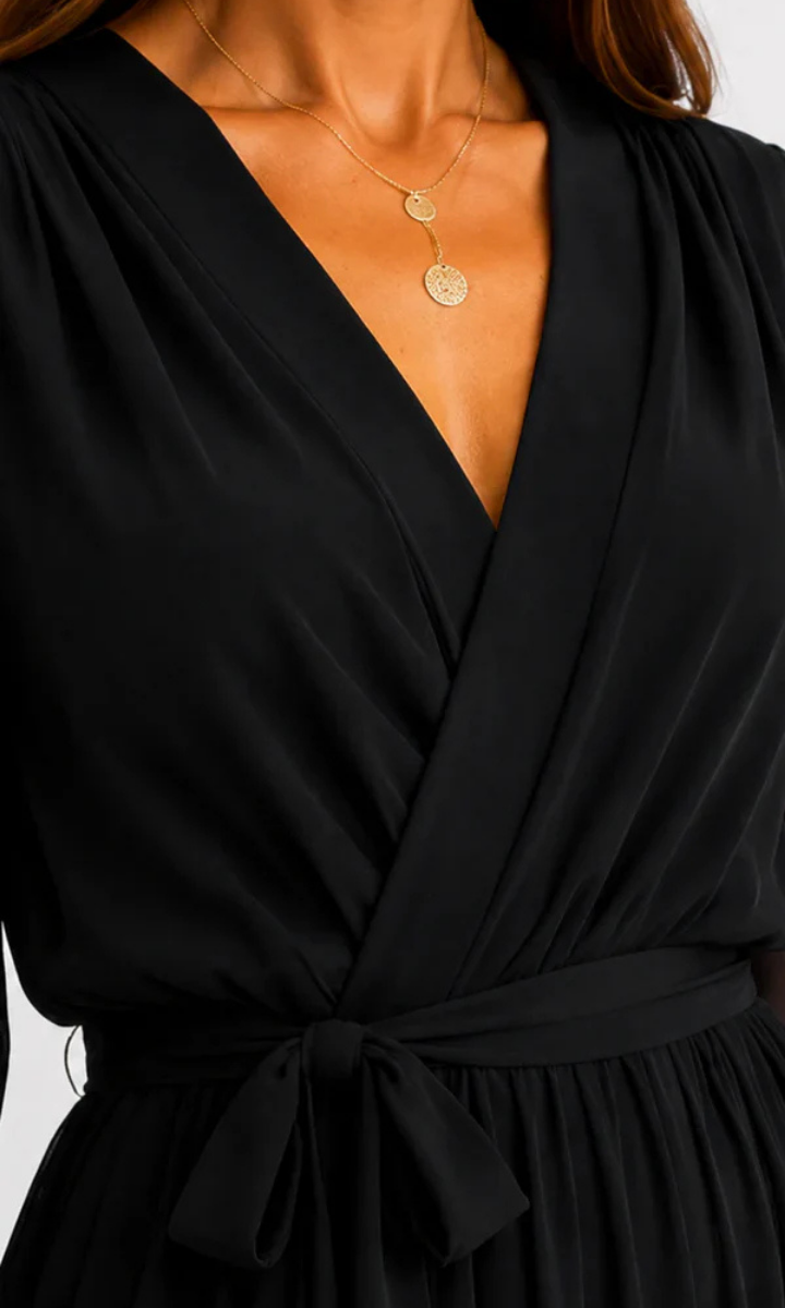 Amoret™ | Elegant Chiffon Wrap Maxi Dress