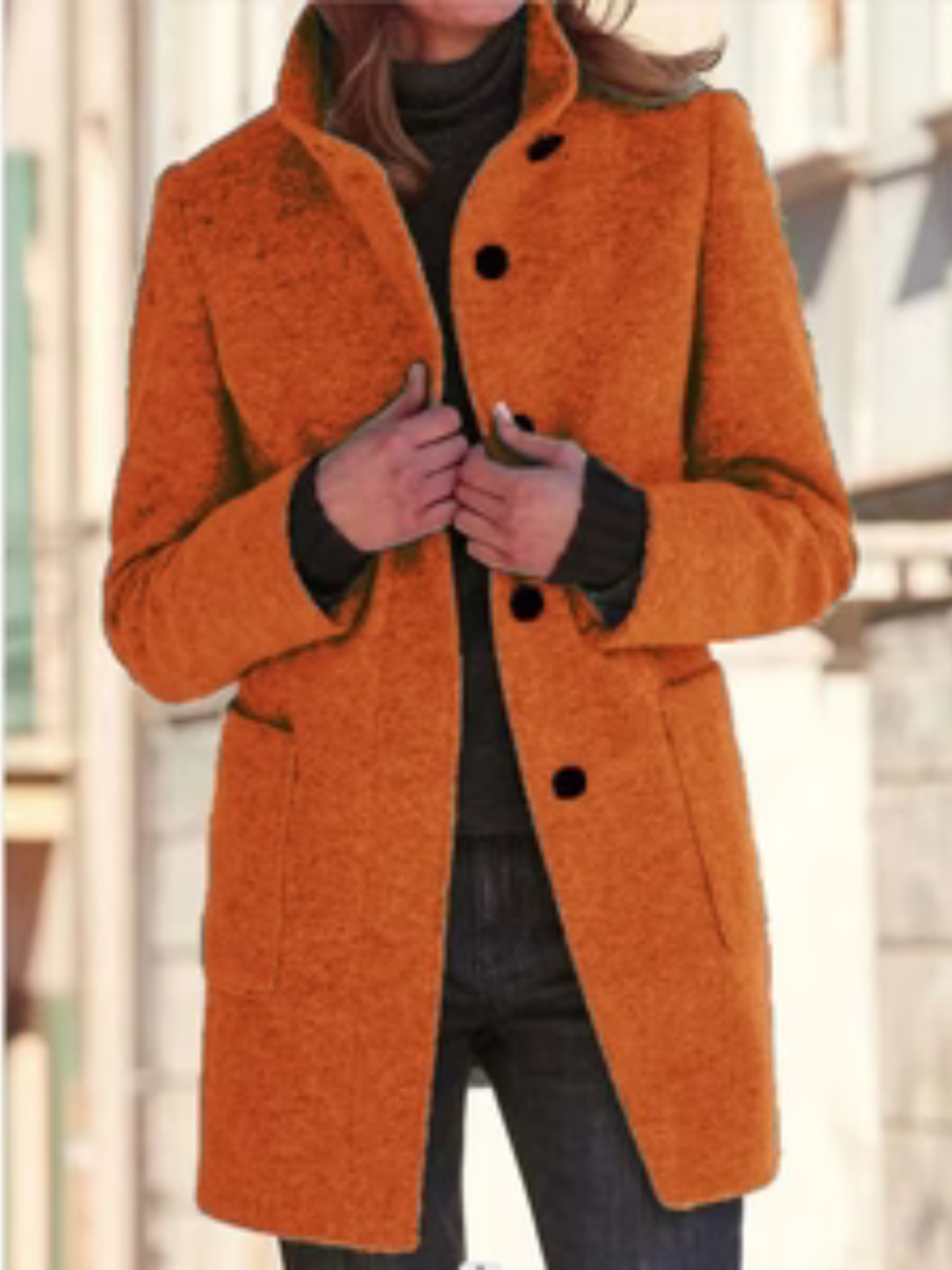 Courtney™ | Classic Button Front Stand Collar Coat