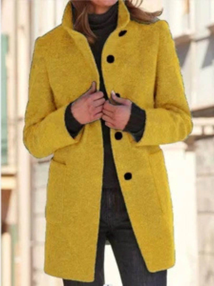 Courtney™ | Classic Button Front Stand Collar Coat