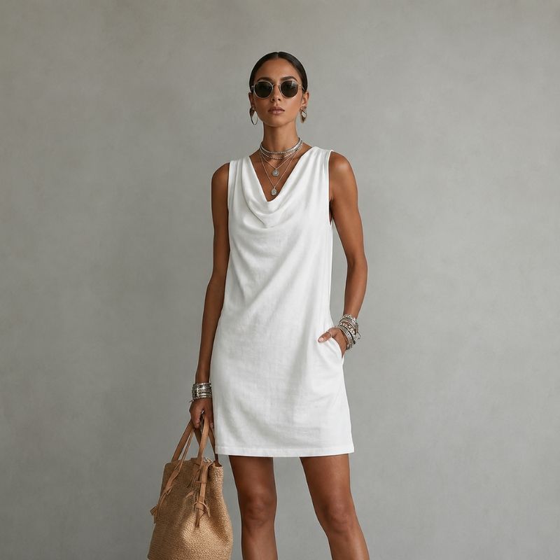 Rhea™ | Elegant Cowl Neck Mini Dress