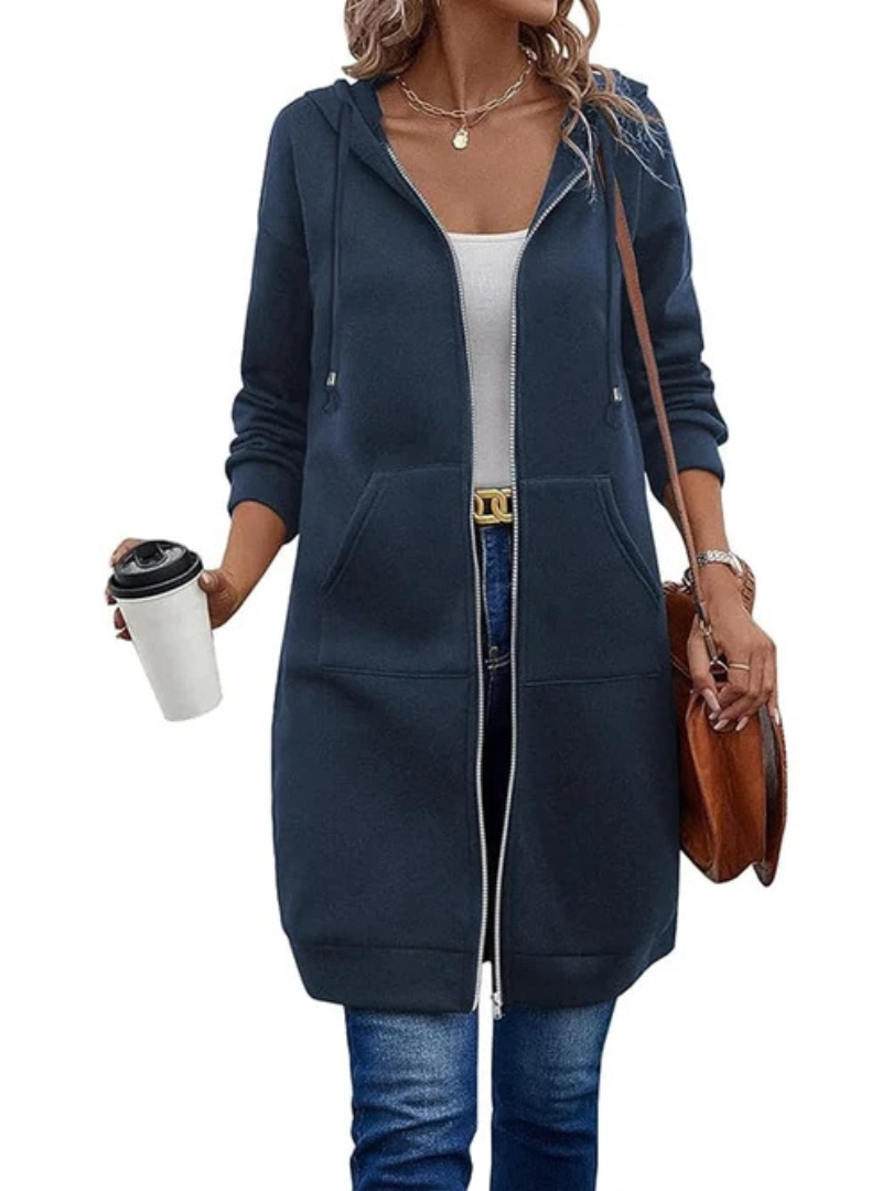 Evelina™ |  Relaxed Fit Long Zip Hoodie