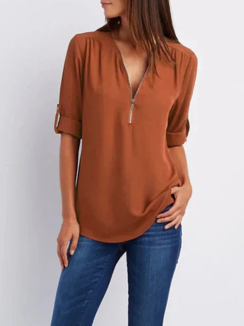 Mariana™ | Casual Everyday Zip Blouse