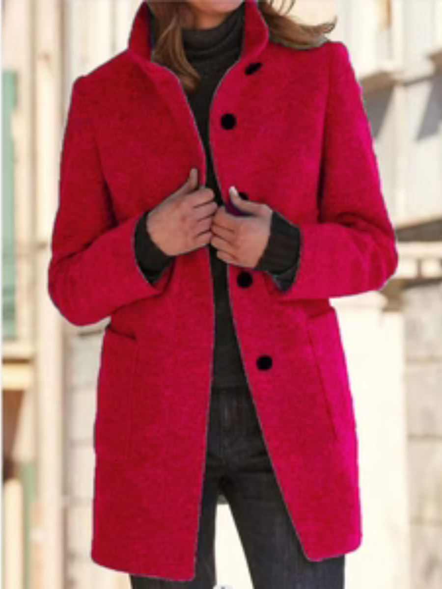 Courtney™ | Classic Button Front Stand Collar Coat