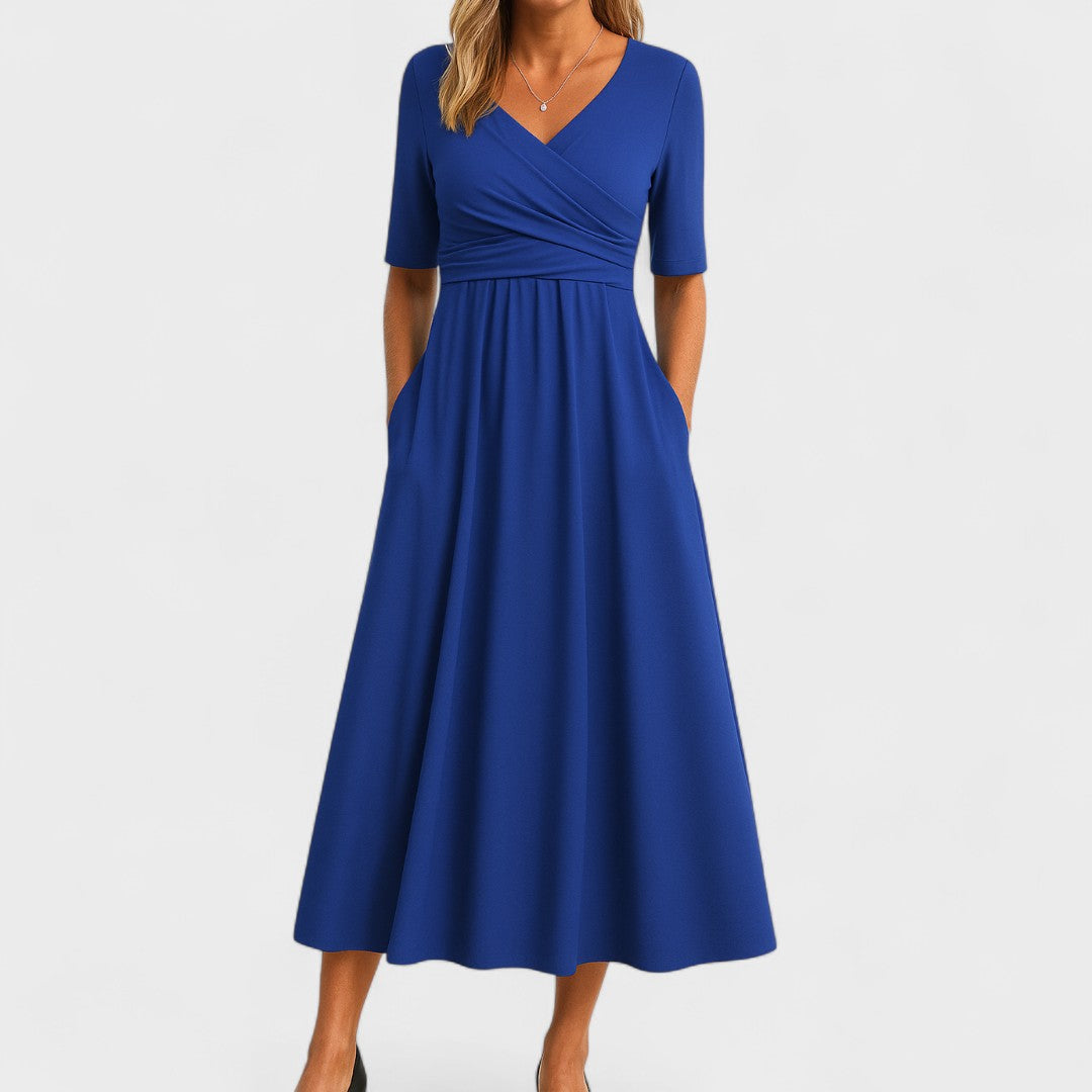 Francesca™ | Elegant V-neck flowing casual dress