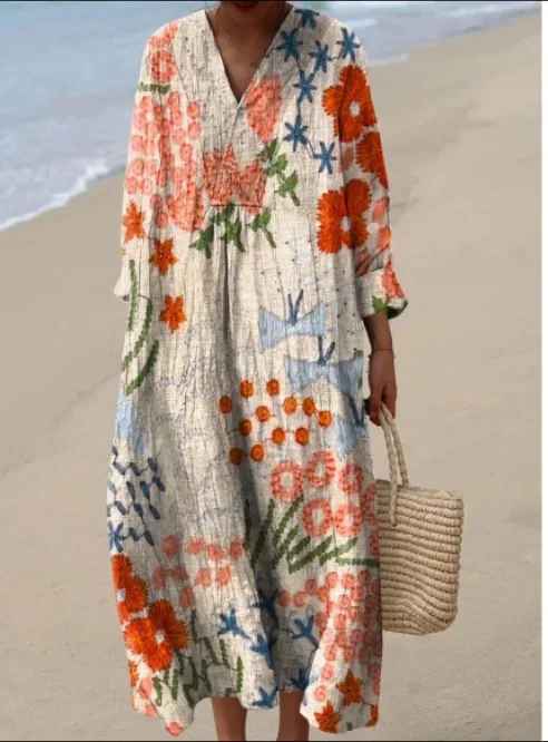 Ashley | Geometric Vintage Summer Maxi Dress