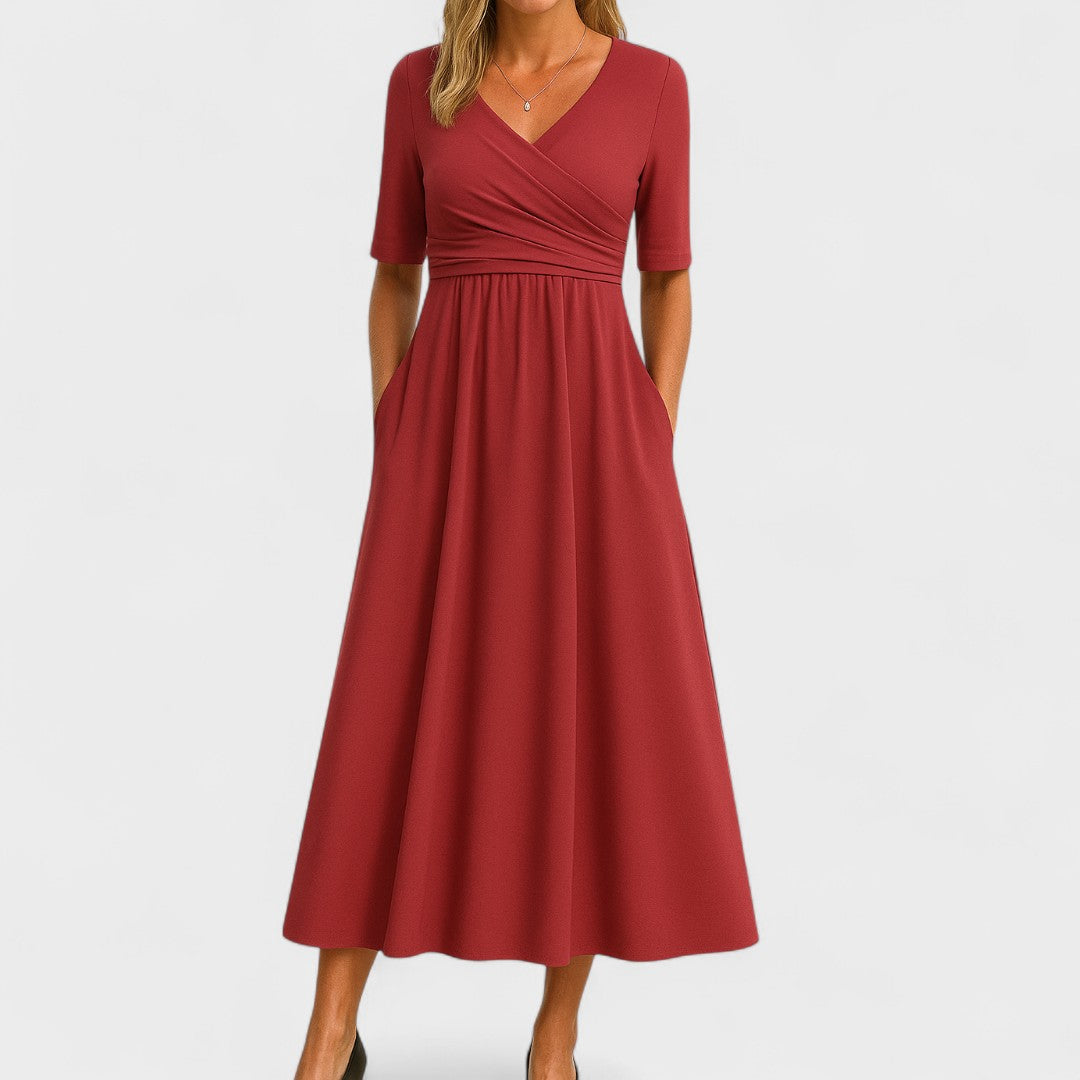 Francesca™ | Elegant V-neck flowing casual dress