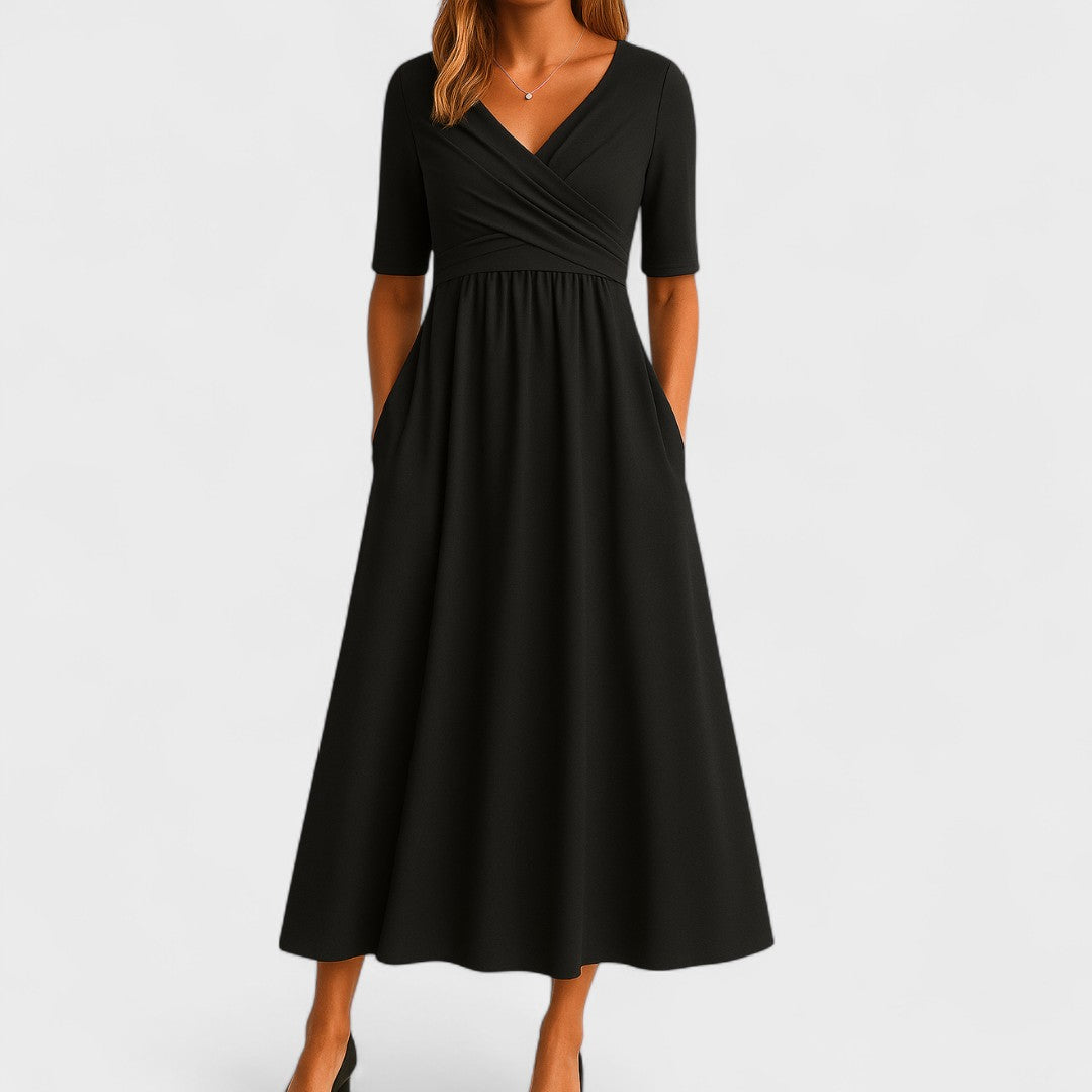 Francesca™ | Elegant V-neck flowing casual dress
