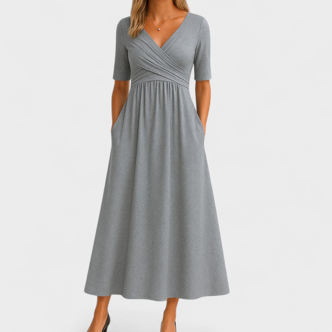 Francesca™ | Elegant V-neck flowing casual dress