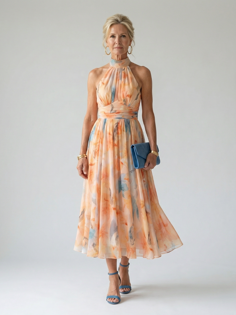 Cindy™ | Soft Halter Midi Dress
