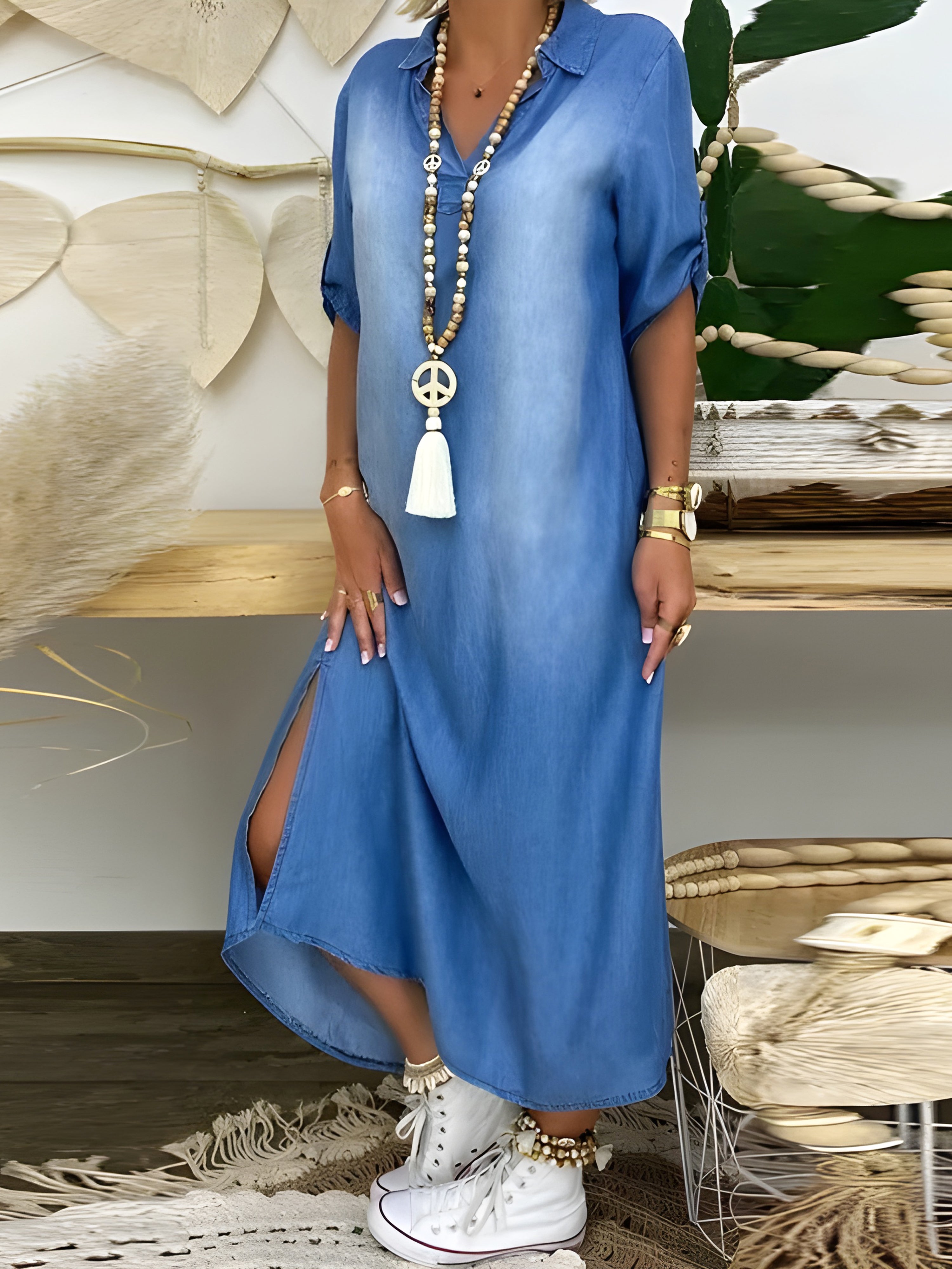 Devorah™ | Chic Denim Maxi Dress