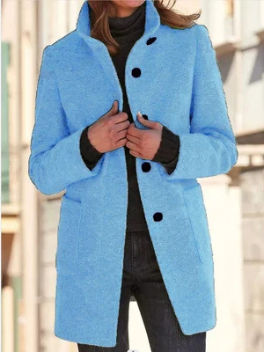 Courtney™ | Classic Button Front Stand Collar Coat